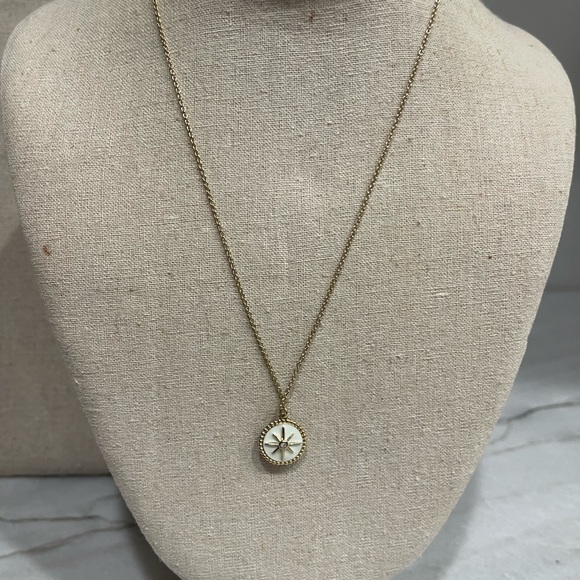 Stella & Dot Jewelry - Gold Tone White Compass Star Pendant Necklace
